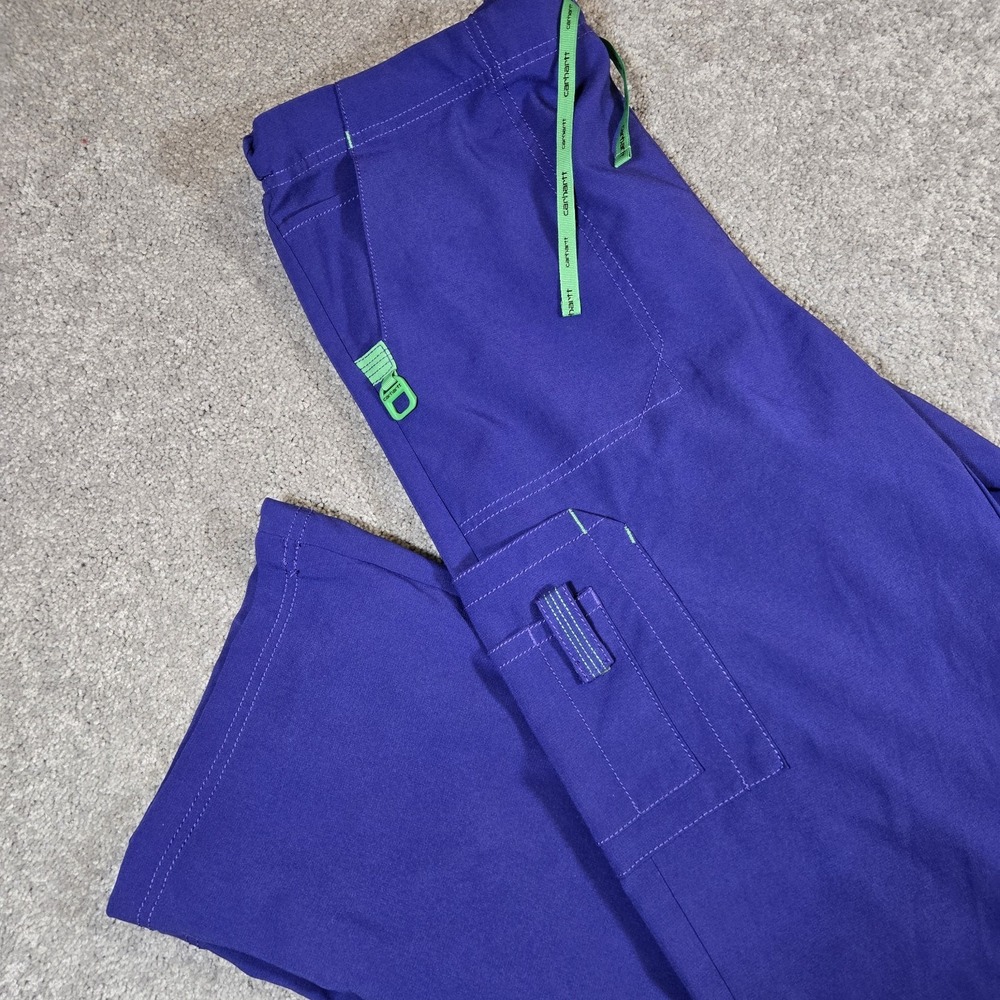 Carhartt Force Women's Cross-Flex Blue Utility Bootcut Scrub Pants Size Large